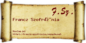 Francz Szofrónia névjegykártya